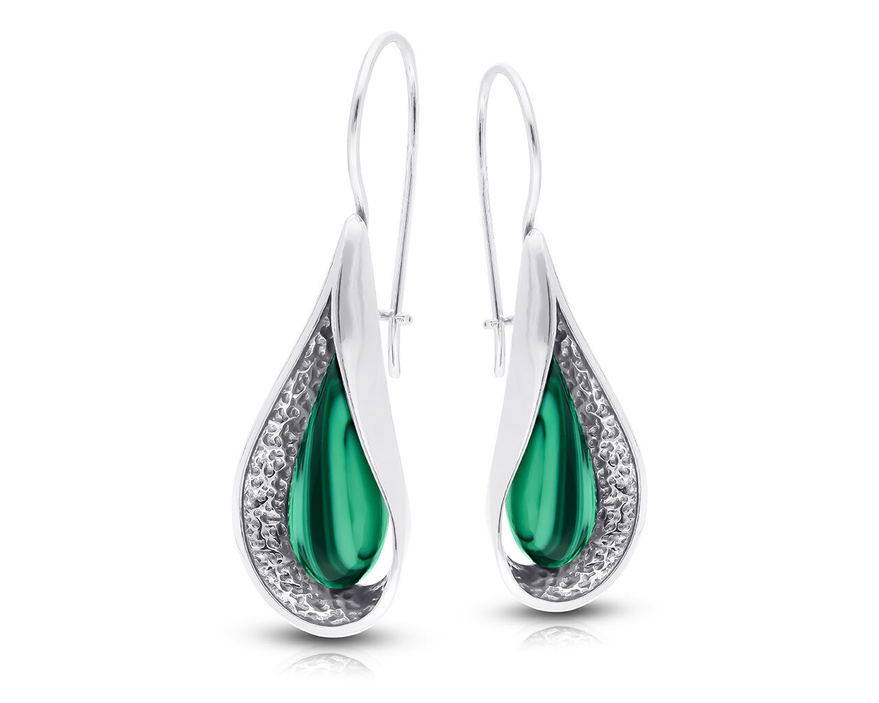 Kolczyki srebrne z zielonym malachitem wiszące