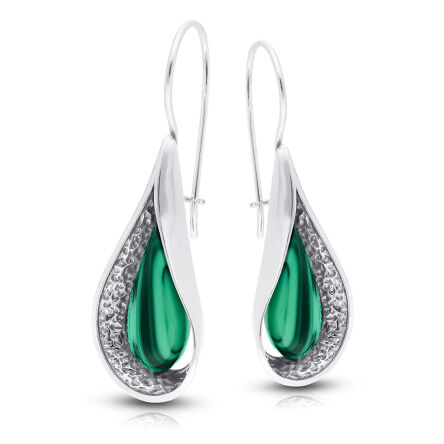 Kolczyki srebrne z zielonym malachitem wiszące