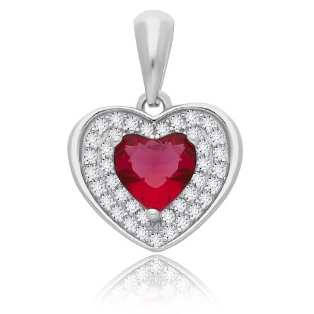 Srebrna zawieszka serce z czerwoną cyrkonią