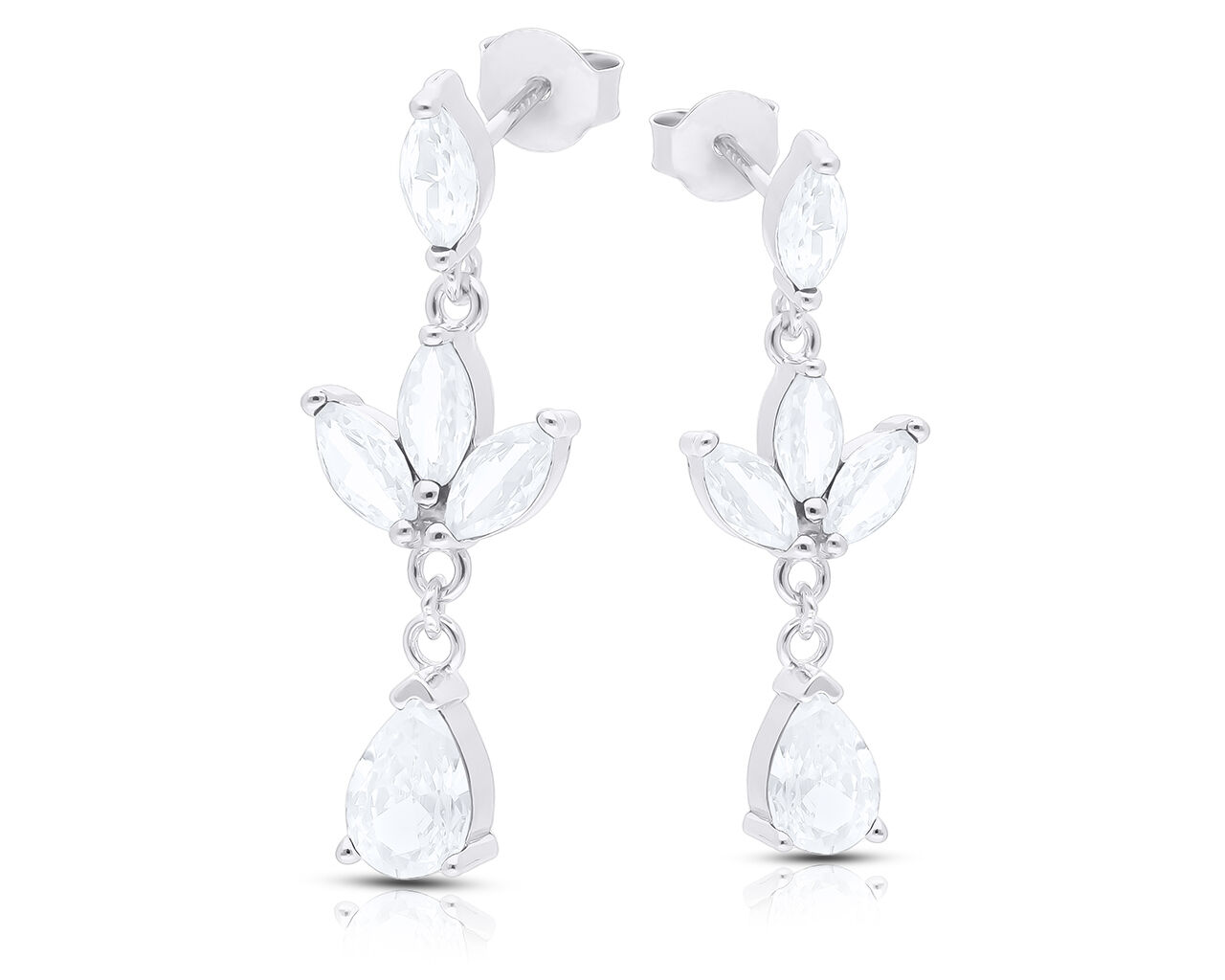 Kolczyki srebrne wiszące ozdobione cyrkoniami