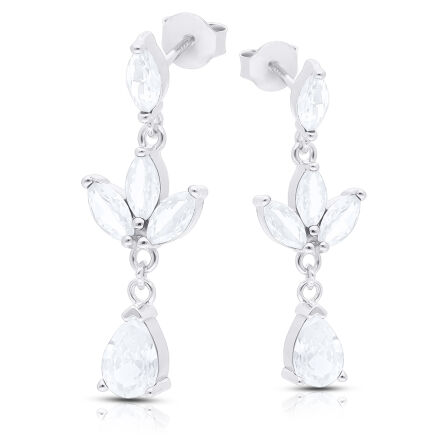 Kolczyki srebrne wiszące ozdobione cyrkoniami