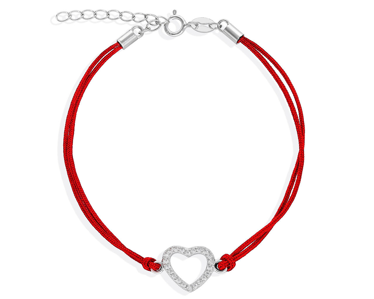 Bransoletka na czerwonym sznurku z sercem