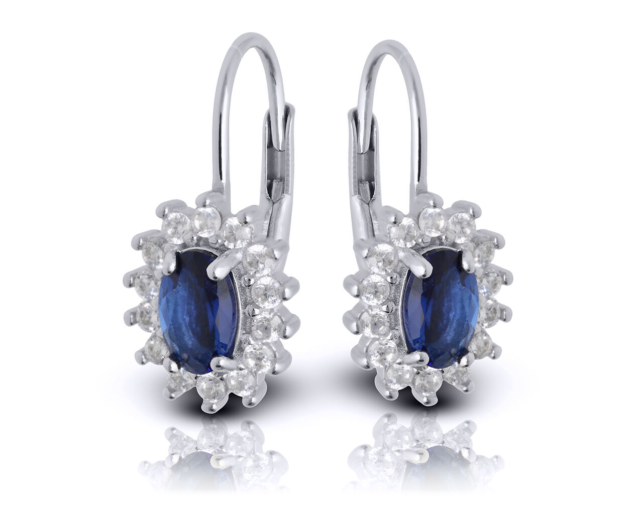 Kolczyki srebrne z granatową cyrkonią