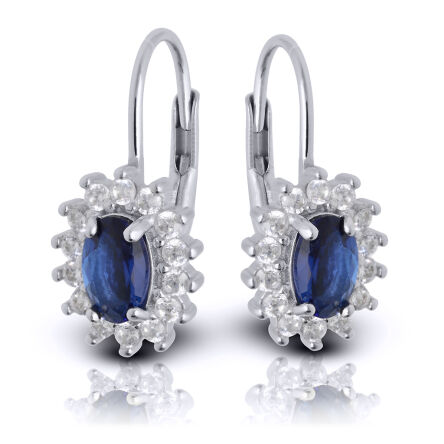 Kolczyki srebrne z granatową cyrkonią