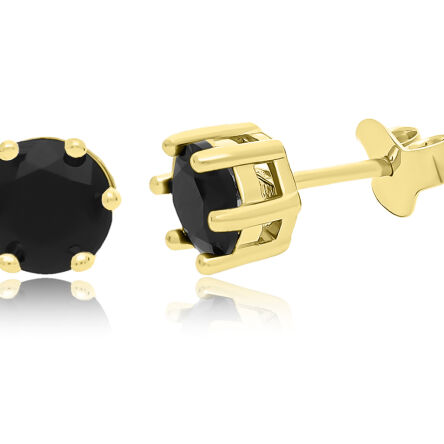 Kolczyki srebrne pozłacane czarne cyrkonie pr.925