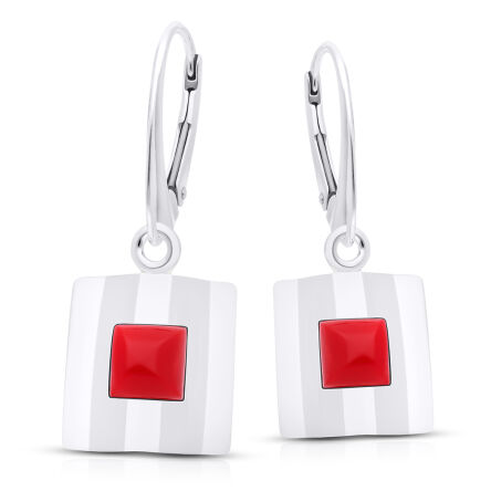 Kolczyki srebrne z koralem wiszące pr.925