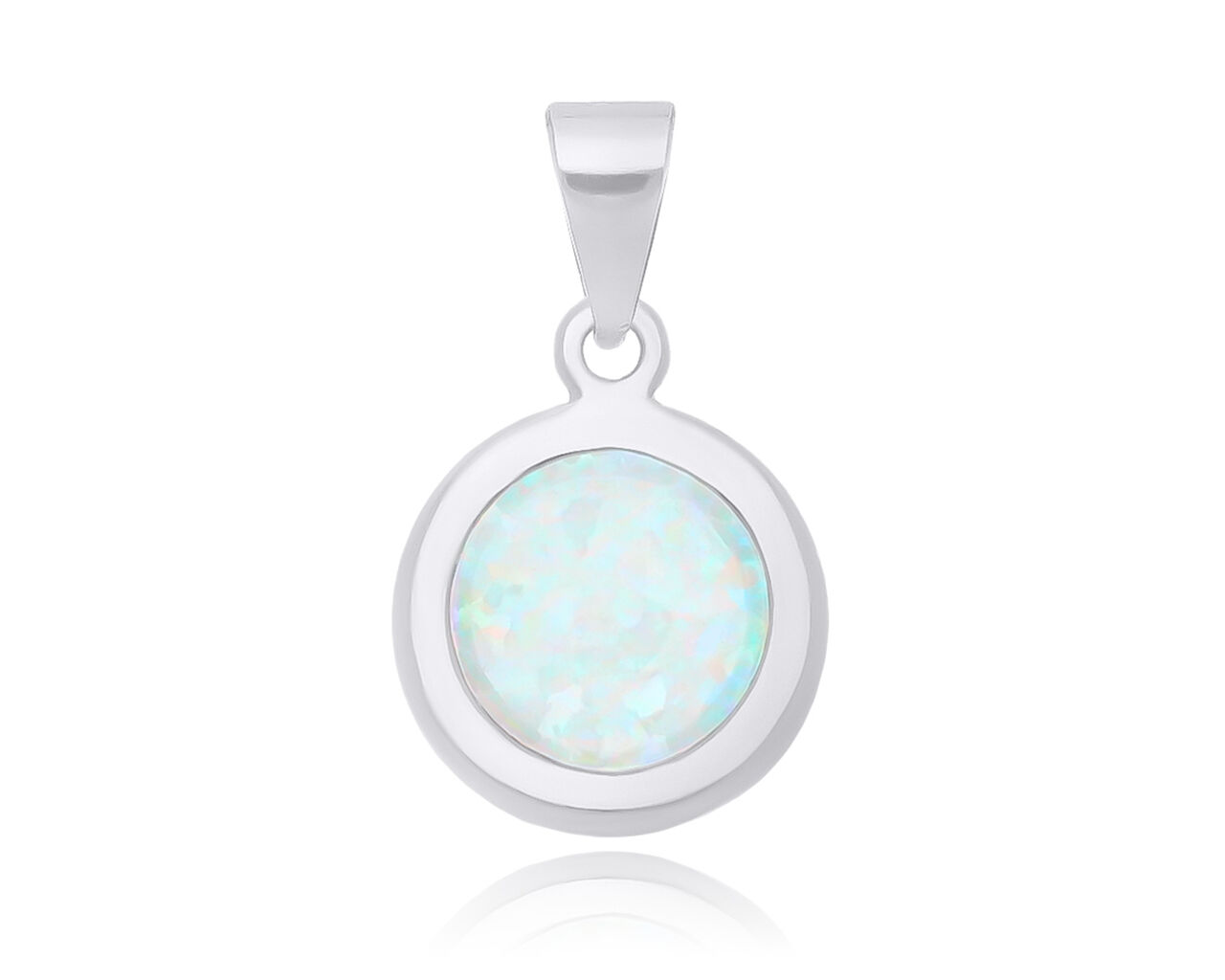 Zawieszka srebrna z opalem okrągła pr.925
