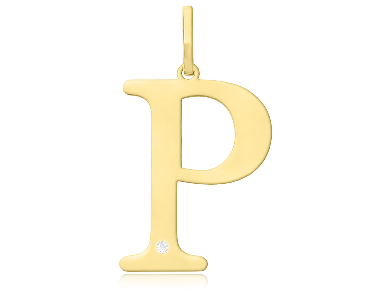 Złota literka P z brylantem duża pr.585