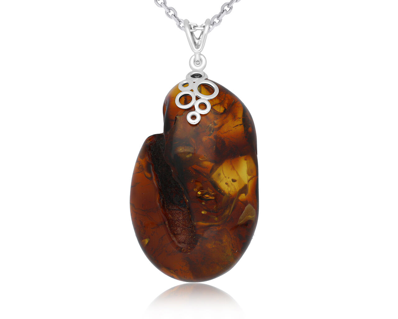 Zawieszka srebrna z naturalnym bursztynem pr.925