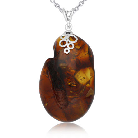 Zawieszka srebrna z naturalnym bursztynem pr.925