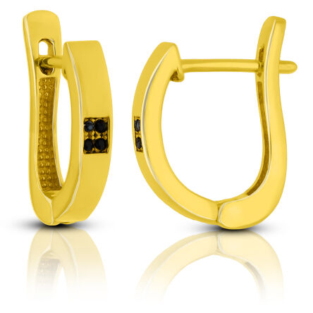 Kolczyki złote angielskie czarne cyrkonie