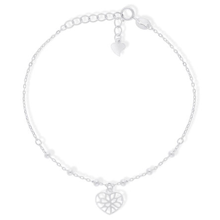 Bransoletka srebrna z ażurowym serduszkiem