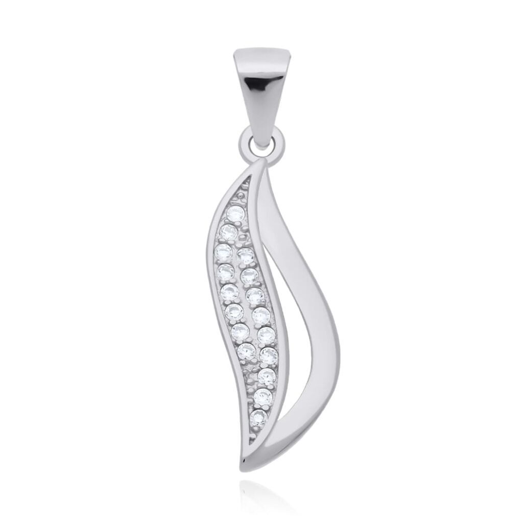 Zawieszka srebrna 925 z cyrkoniami smukła fala