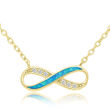 Naszyjnik infinity opal cyrkonie srebro pozłacane - 2