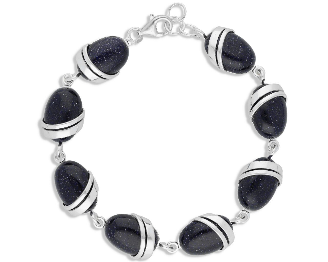 Bransoletka srebrna owalne kamienie Noc Kairu