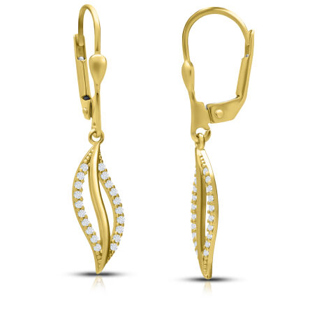 Złote kolczyki wiszące z cyrkoniami pr.585