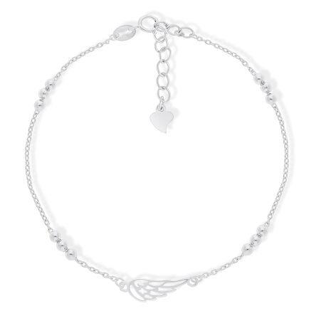 Bransoletka srebrna ze skrzydłem i gładkie kulki