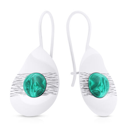 Kolczyki srebrne z zielonym malachitem pr.925