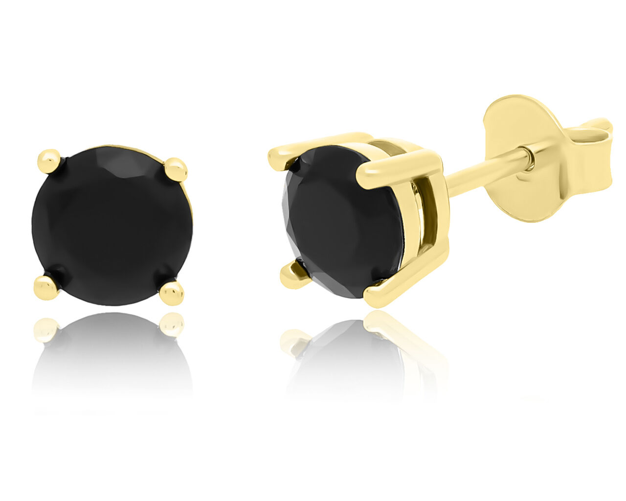Kolczyki srebrne pozłacane czarne cyrkonie pr.925