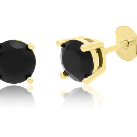 Kolczyki srebrne pozłacane czarne cyrkonie pr.925