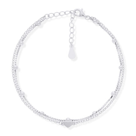 Bransoletka srebrna podwójna serce pr.925