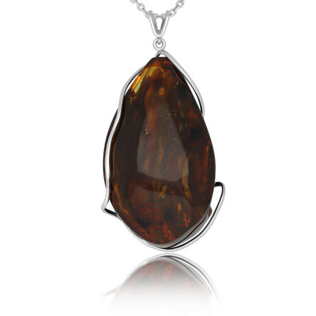 Zawieszka srebrna z naturalnym bursztynem pr.925