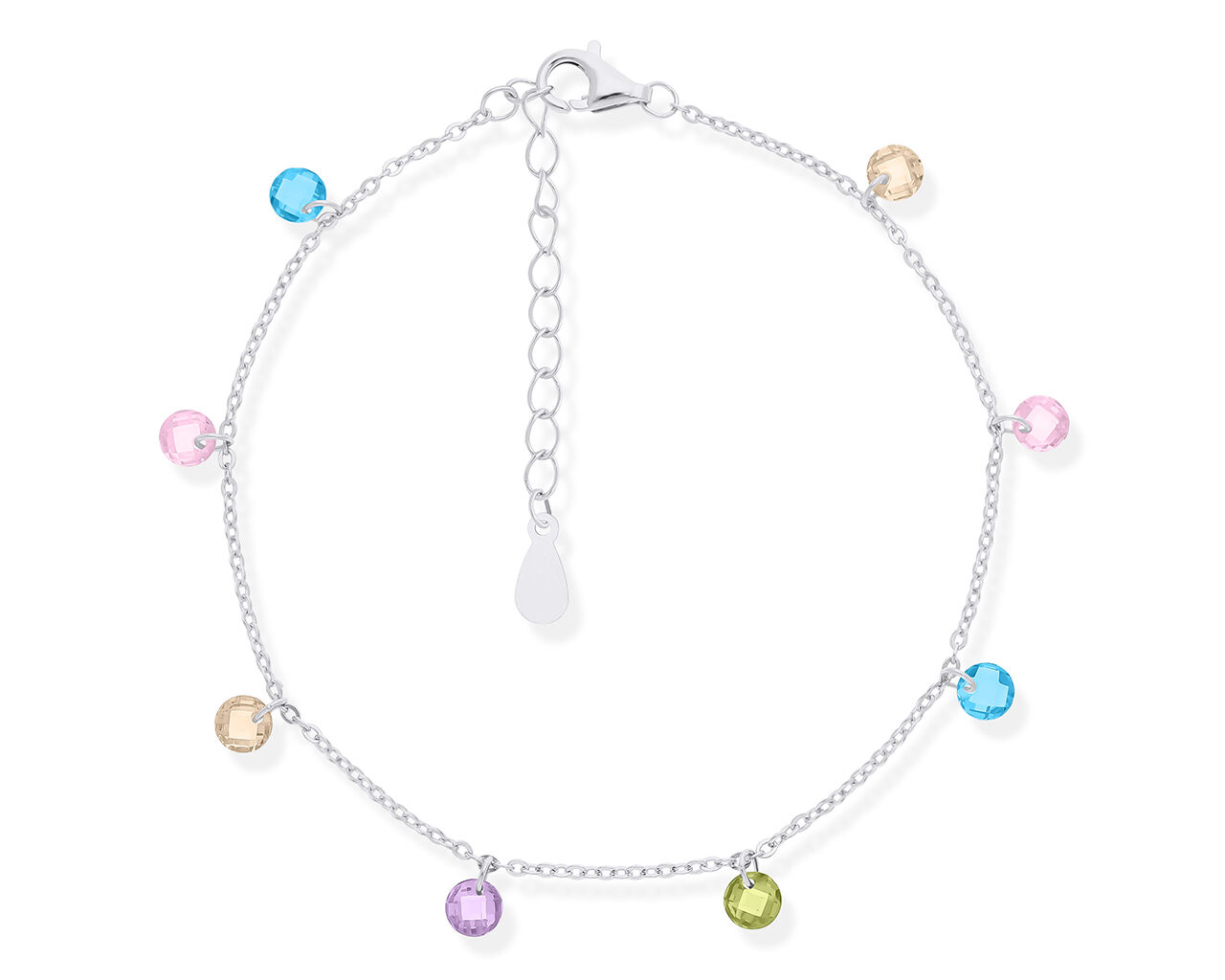 Bransoletka srebrna z kolorowymi cyrkoniami