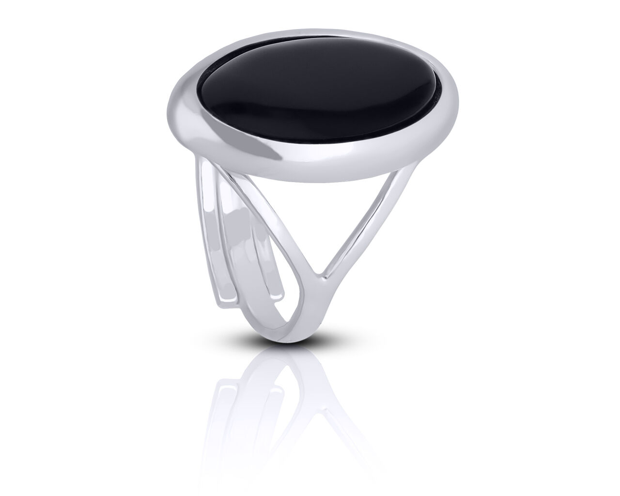 Srebrny pierścionek z czarnym onyksem regulowany