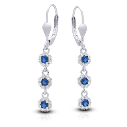 Kolczyki srebrne wiszące z niebieskimi kamieniami