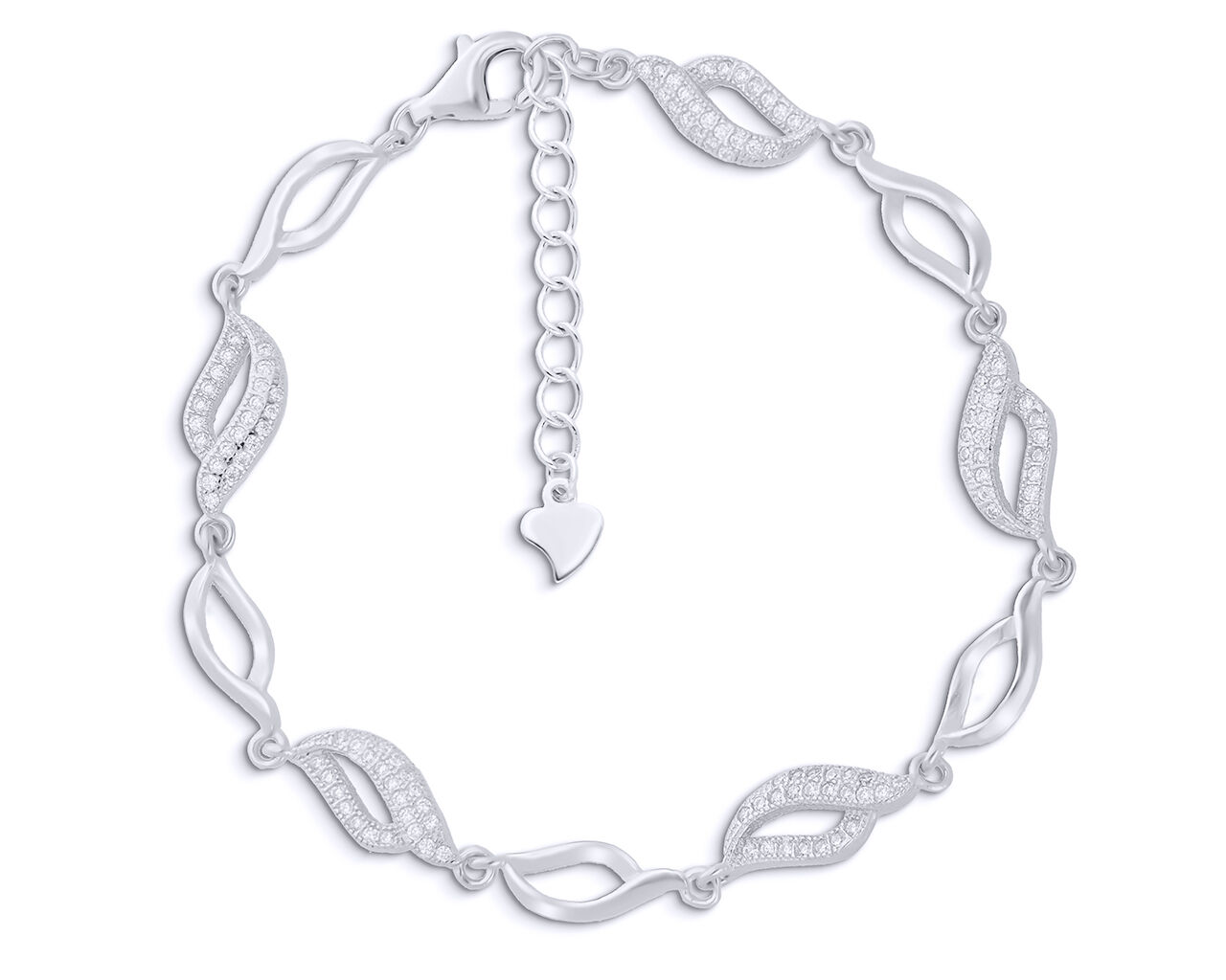 Bransoletka srebrna zdobiona cyrkoniami