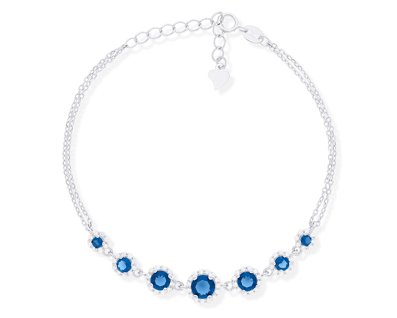 Bransoletka srebrna z ciemnoniebieskimi cyrkoniami