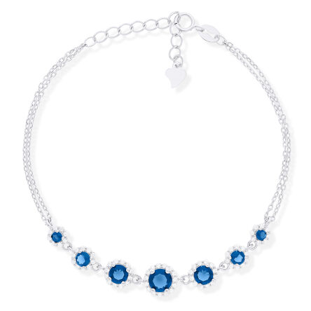 Bransoletka srebrna z ciemnoniebieskimi cyrkoniami