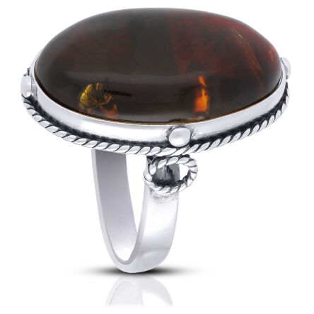 Pierścionek srebrny 925 z naturalnym bursztynem