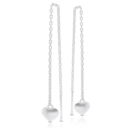 Kolczyki srebrne przeciągne z serduszkami