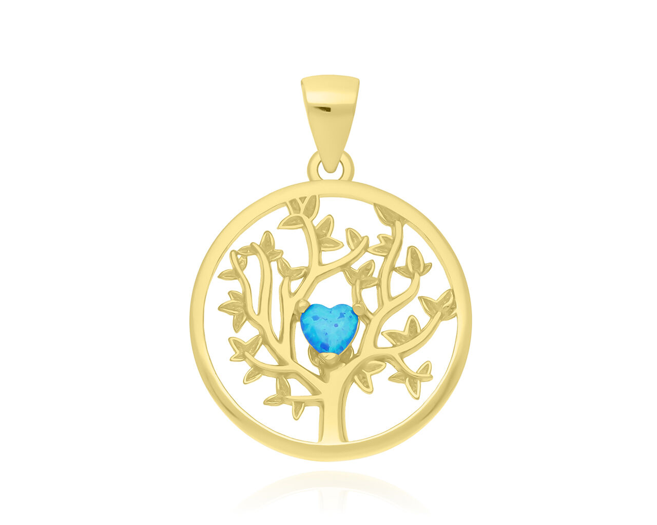 Zawieszka srebrna złocona drzewko opal pr.925