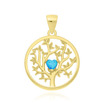 Zawieszka srebrna złocona drzewko opal pr.925