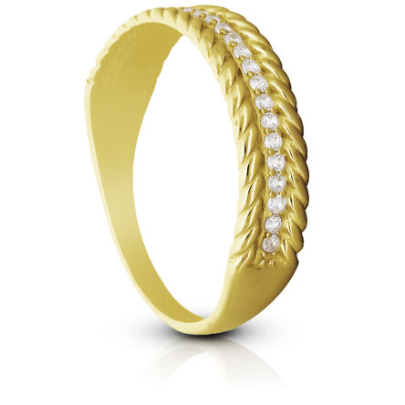 Złoty pierścionek ozdobiony cyrkoniami pr.585