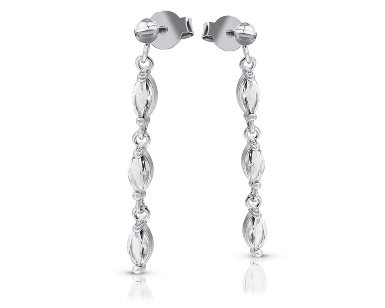 Kolczyki srebrne wiszące sztyfty z cyrkoniami