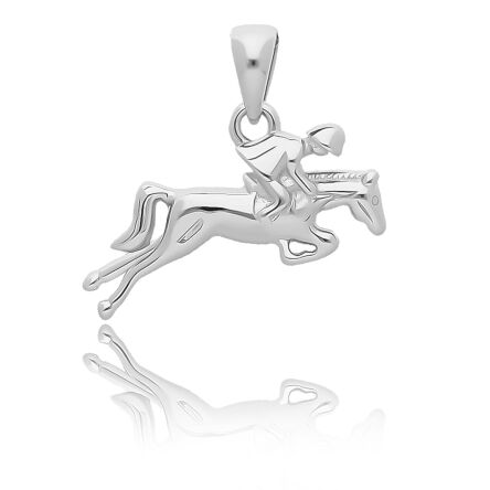Zawieszka srebrna z koniem i dżokejem