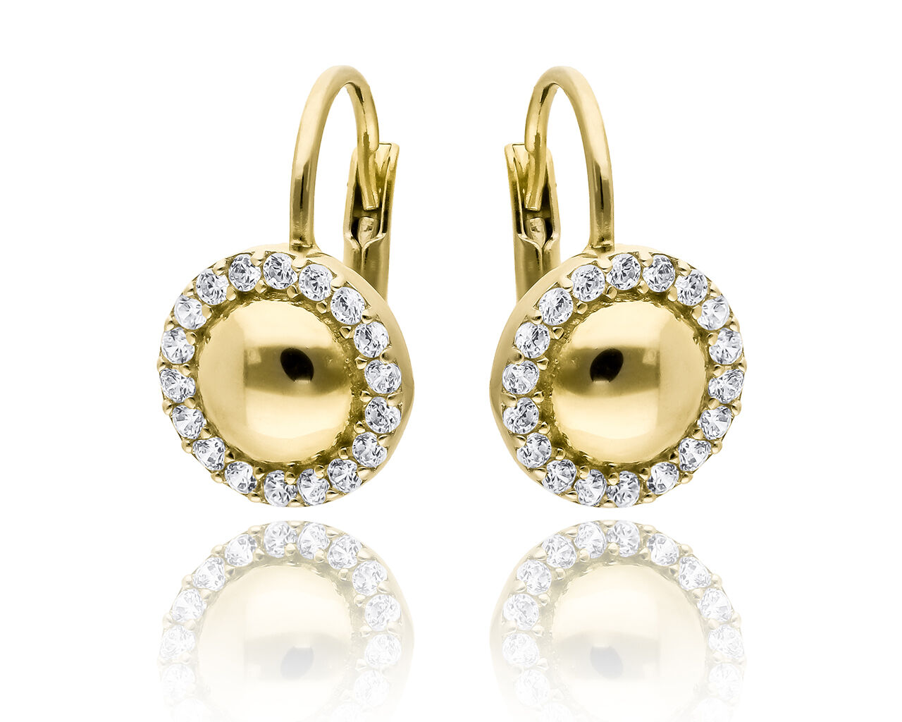 Kolczyki złote okrągłe z cyrkoniami wokoło