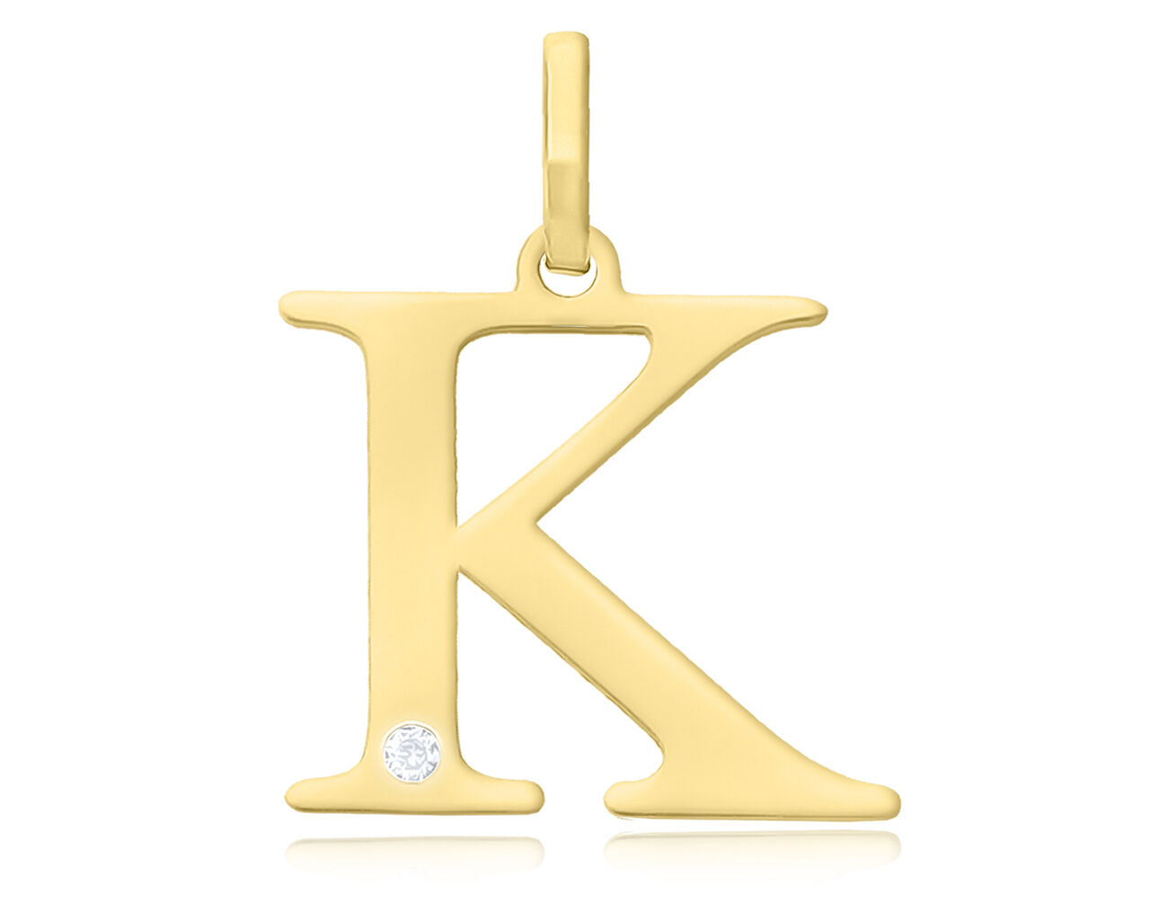 Złota literka K z brylantem pr.585
