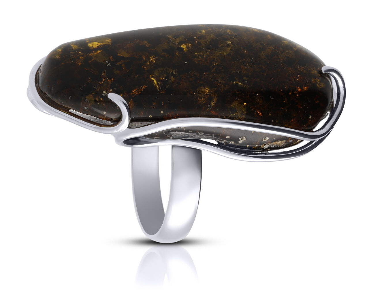 Pierścionek srebrny z bursztynem naturalnym pr.925