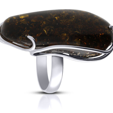 Pierścionek srebrny z bursztynem naturalnym pr.925