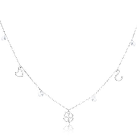 Naszyjnik srebrny koniczyna serce infiniti pr.925