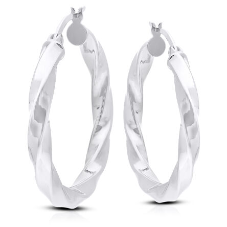 Kolczyki koła srebrne skręcone duże pr.925