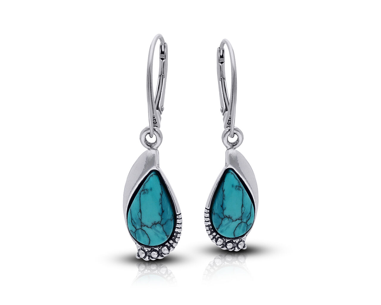 Kolczyki srebrne wiszące z turkusem