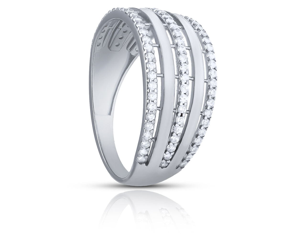 Srebrny pierścionek szeroki ozdobiony cyrkoniami