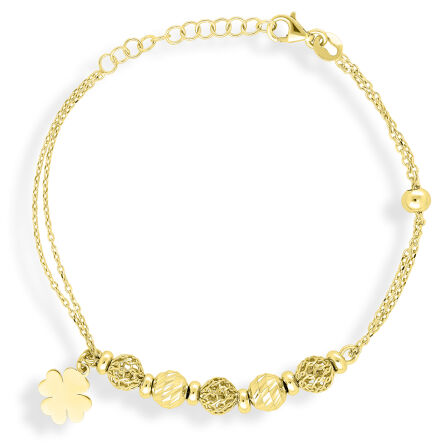 Bransoletka srebrna pozłacana z gładką koniczynką