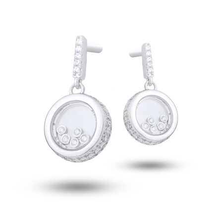 Oryginalne srebrne wiszące kolczyki z kamieniami