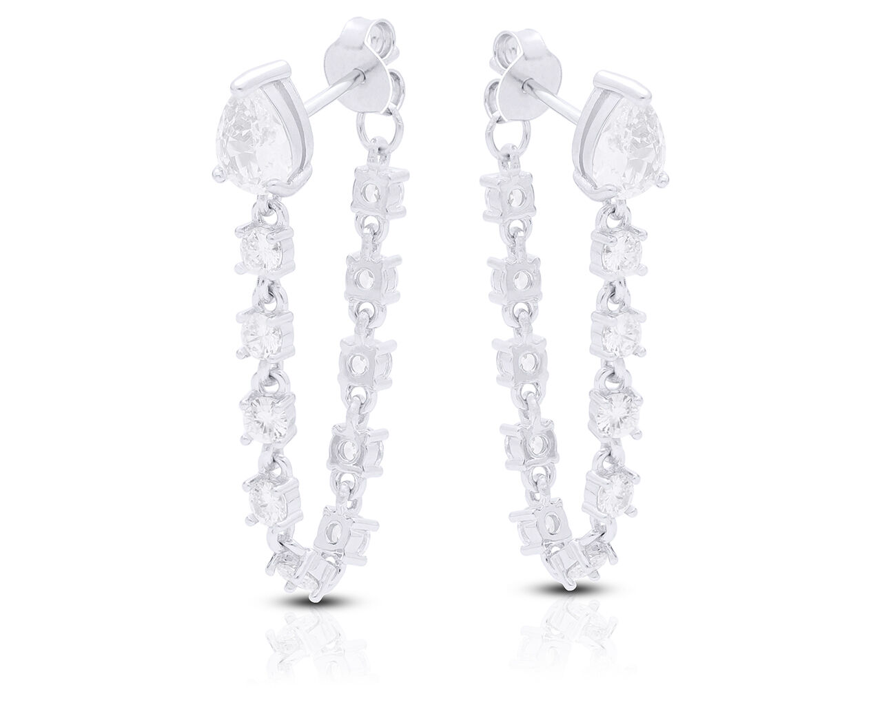 Kolczyki srebrne wiszące sztyfty z cyrkoniami